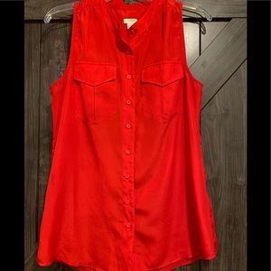 JCREW red shirt sleeved button blouse